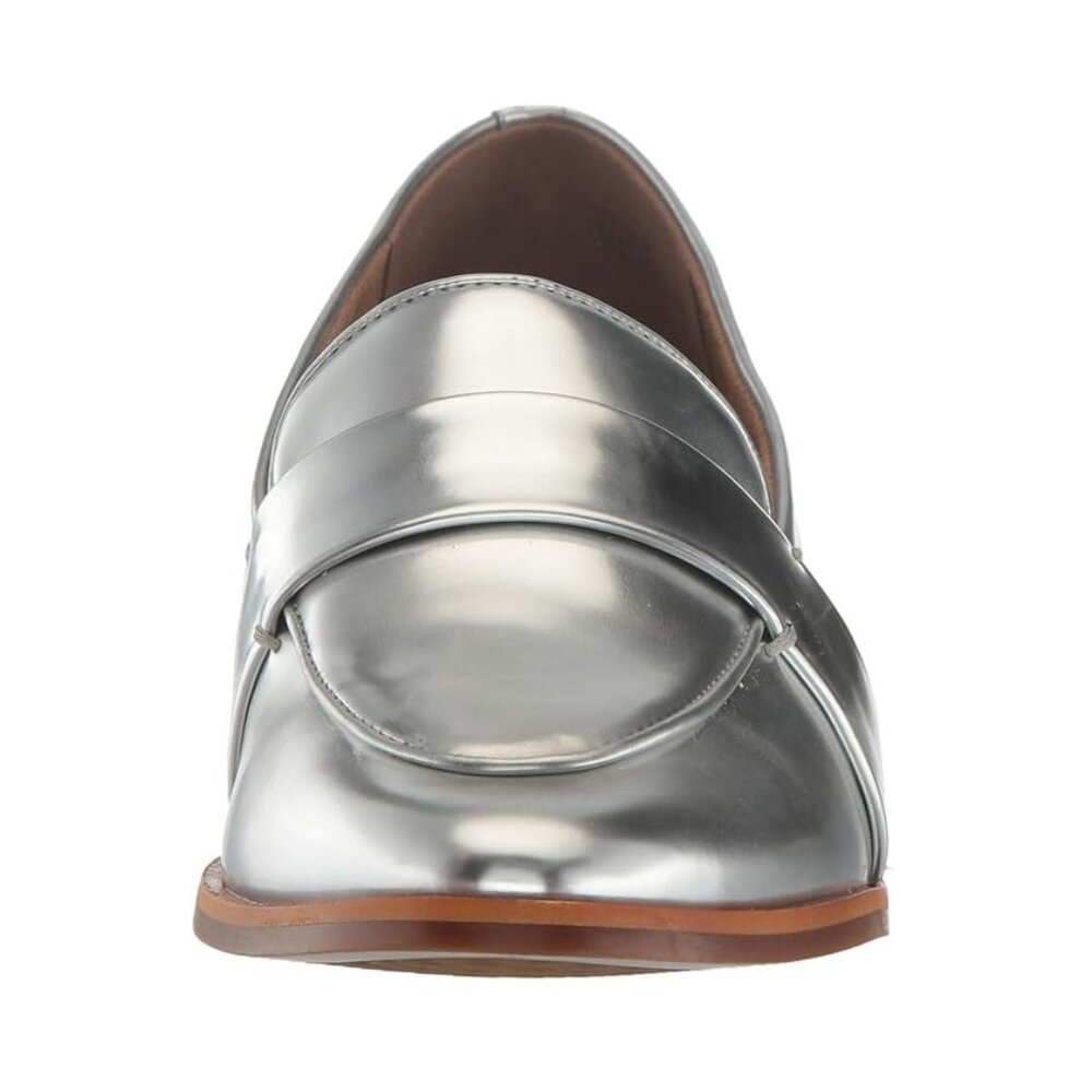 Aerosoles Eden Loafers Flats Low Heel Metallic Silver Comfortable Work Office - Picture 3 of 7
